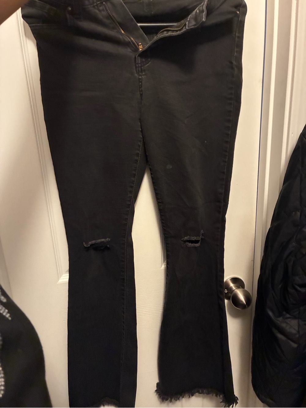 Women's Black Distressed Flare Jeans